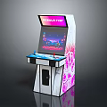 Neon Fist Arcade Machine With Pink White Design And Graffiti Art Illuminated Screen