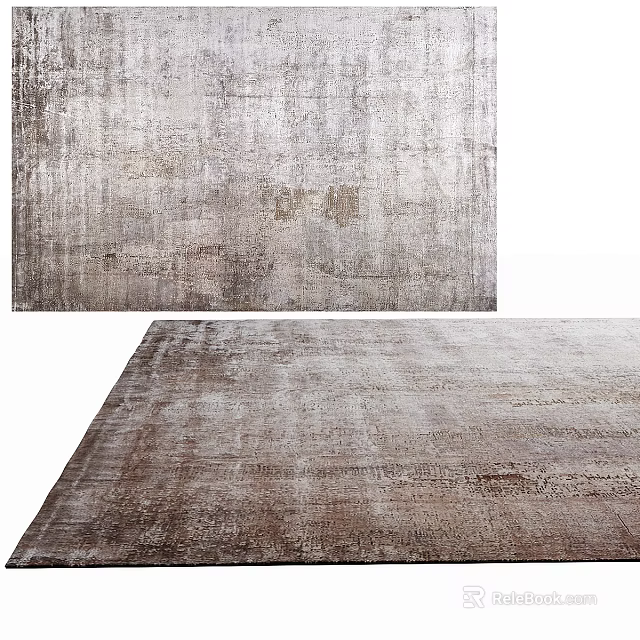 Modern Square Rug With Neutral Tones And Distressed Textured Design For Living Room Interior 3d model 