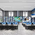 Modern monitoring room Command control room Dispatching command center Monitoring hall Command hall Office desks and chairs 3d model
