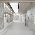 Fashion Clothing Store Interior With Marble Wall Hanging Puffer Jackets White Display And Lighting