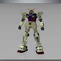 Gundam Humanoid Robot Character With White Blue Red Armor And Orange Antenna Mecha Design