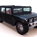 Black Hummer Four Door Off Road Vehicle With Large Tires And Front Grille Design