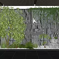 Modern Indoor Landscape Interior With Green Plant Wall Stone And Deer Light Decoration