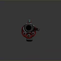 Futuristic Mechanical Weapon 3D Model with Gray Red Color and Barrel Grip