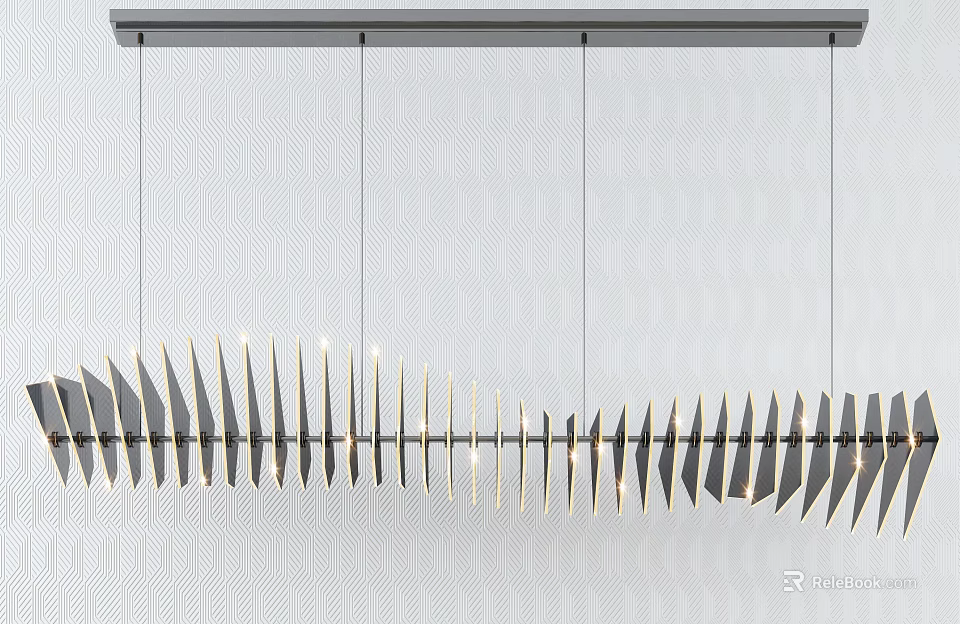 Modern Chandelier With Sleek Blade Like Elements Suspended From Ceiling For Modern Interior 3d model