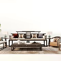 Modern Sofa Coffee Table Set With Accent Chairs Area Rug And Floor Lamp 3d model