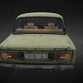 Vintage Light Green Sedan Car With Weathered Exterior And Classic Front Design