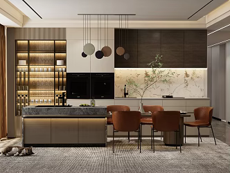 Modern open kitchen 3d model