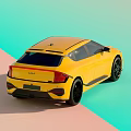 Yellow Modern Electric Car With Sleek Body Black Wheels And Distinctive Headlights