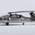 Silver Helicopter With Dual Rotors Fuselage Windows And Landing Gear On Ground