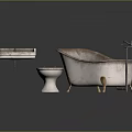 Kids Vintage Bathroom Set With Metal Bathtub Sink Toilet And Brass Feet