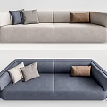 Modern Sectional Sofa With Multi Colored Cushions In Light Gray And Navy 3d model