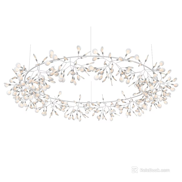 Modern Circular Chandelier With Branch Like Structure And Small White Bulbs 3d model