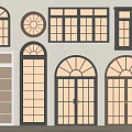 Window combination casement window arched window floor-to-ceiling window swing door 3d model