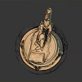 Architectural Terracotta Ornament With Intricate Carved Details And Top Statue Design
