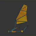 Scenic Terrain Featuring Orange Patterned Sail Cart Blue Frame and Yellow Seat
