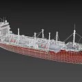 Red Gas Carrier Ship With Large Storage Tanks And Deck Equipment