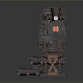 Vintage Steam Train Model with Wooden Carriage Metal Details and WESTERN Sign on Wooden Base