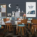 Nordic Children's Table and Chair Children's Table and Chair Combination 3d model