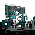 Snowflake Themed Photo Check-in Spot With Teal Green Square Tiles And Transparent Structures