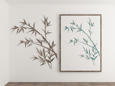 Chinese Bamboo Chinese Painting Chinese Hanging Painting Bamboo Silhouette Carving New Chinese Decorative Painting Wall Decorations Wall Stickers Bamboo Elements Bamboo Culture Bamboo Leaves 3d model