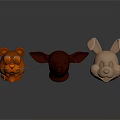 Cute Cartoon Animal Head Figurines Featuring Bear Deer And Rabbit Designs