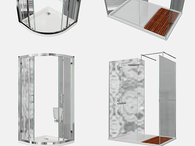 Modern Glass Shower Sauna Enclosure Design With Contemporary Steel Structure Elements 3d model