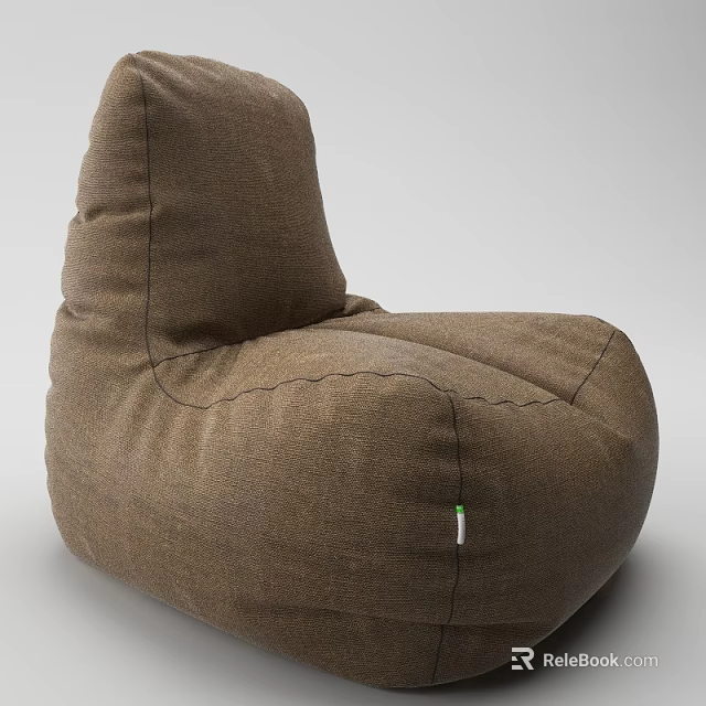 Brown Bean Bag Chair Comfortable Fabric Cozy Design For Living Room Relaxation 3d model 