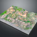 Scenic Natural Landscape With Green Vegetation Earth Terrain And Stone Pathway