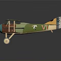 Vintage Green Brown Biplane Model With Circular Emblems For Aviation And Space Exploration