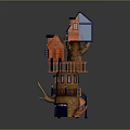 Spiral Multi Level Wooden Treehouse With Balcony Glass Windows And Staircase