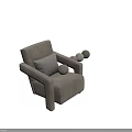 Beige Upholstered Single Sofa With Geometric Pattern Pillow And Decorative Ball