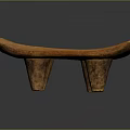 Rustic Wooden Stool with Curved Seat Three Legs and Brown Handcrafted Design