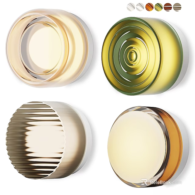 Stylish Wall Lamps With Diverse Glass Patterns And Metallic Accents 3d model 