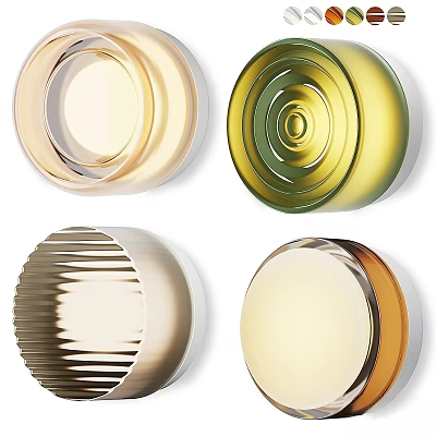 Stylish Wall Lamps With Diverse Glass Patterns And Metallic Accents 3d model