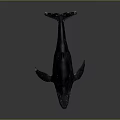 Dark Colored Whale 3D Model With Open Mouth On Gray Gradient Background