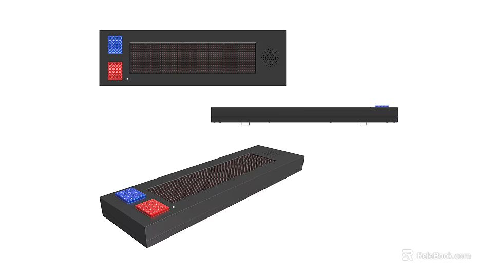 Black Lightbox With Red And Blue Indicator Panels Long Rectangular Design 3d model