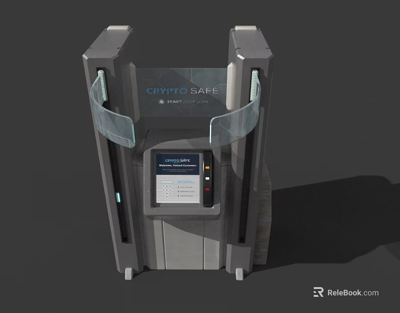Century Safe Swing Door with Glass Panel and Digital Display for Secure Storage 3d model 