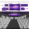 Purple Modern Stage Design for MERCK Event with Common Voice Theme and Audience Seats