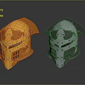Medieval Knight Helmets In Gold And Silver With Intricate Metal Rivet Design