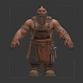 Muscular Bearded Warrior Character With Leather Outfit And Tool Belt