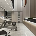 Modern Basement Gym With Treadmill Exercise Ball Storage Cabinets And Mirrors