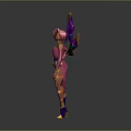 Pink Haired Game Movie Character With Pink Top White Shorts Purple Stockings And Geometric Wings