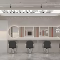 Spacious Modern Hair Salon Interior With Barber Chairs Large Windows And Mirrors