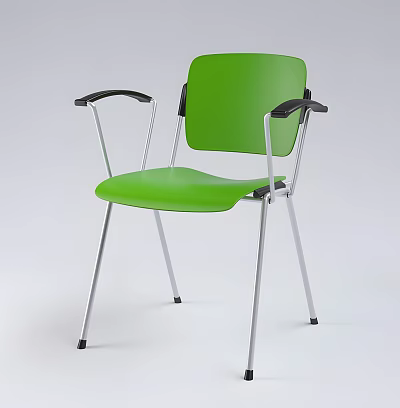 Green Medical Chair With Black Armrests And Silver Metal Legs For Healthcare Settings 3d model