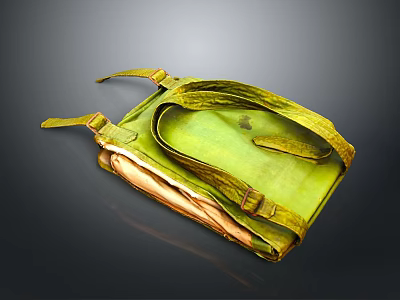 Green Leather Shoulder Bag with Adjustable Straps Open Buckle and Interior Lining 3d model