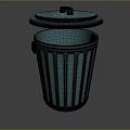 Teal Plastic Trash Can With Lid Ribbed Design And Side Handle