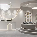 Modern Beauty Salon Interior Design With Reception Desk Comfortable Sofa Decorative Plants And Elegant Lighting