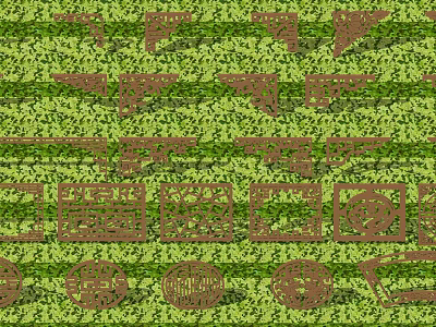 Ornate Red Carvings On Green Background Featuring Geometric And Traditional Patterns 3d model