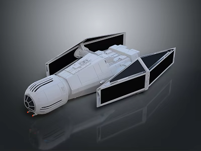 White Sci Fi Fighter Model With Black Wings And Detailed Structure 3d model